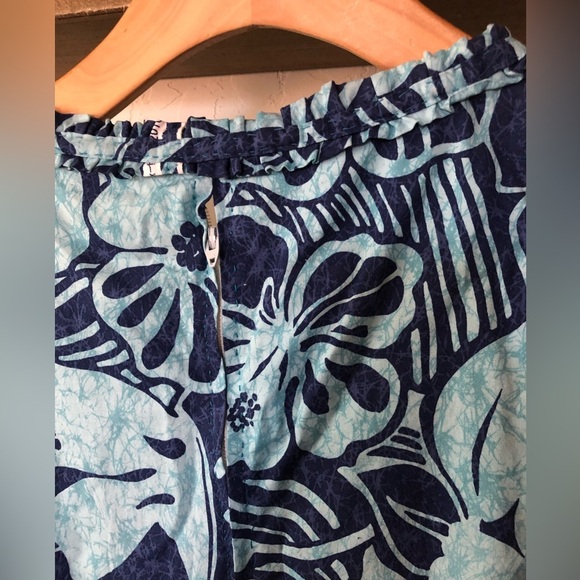 Hand made cotton Maxi-Midi floral tropical dress in torqoise blue•Fits like Med - Picture 10 of 12